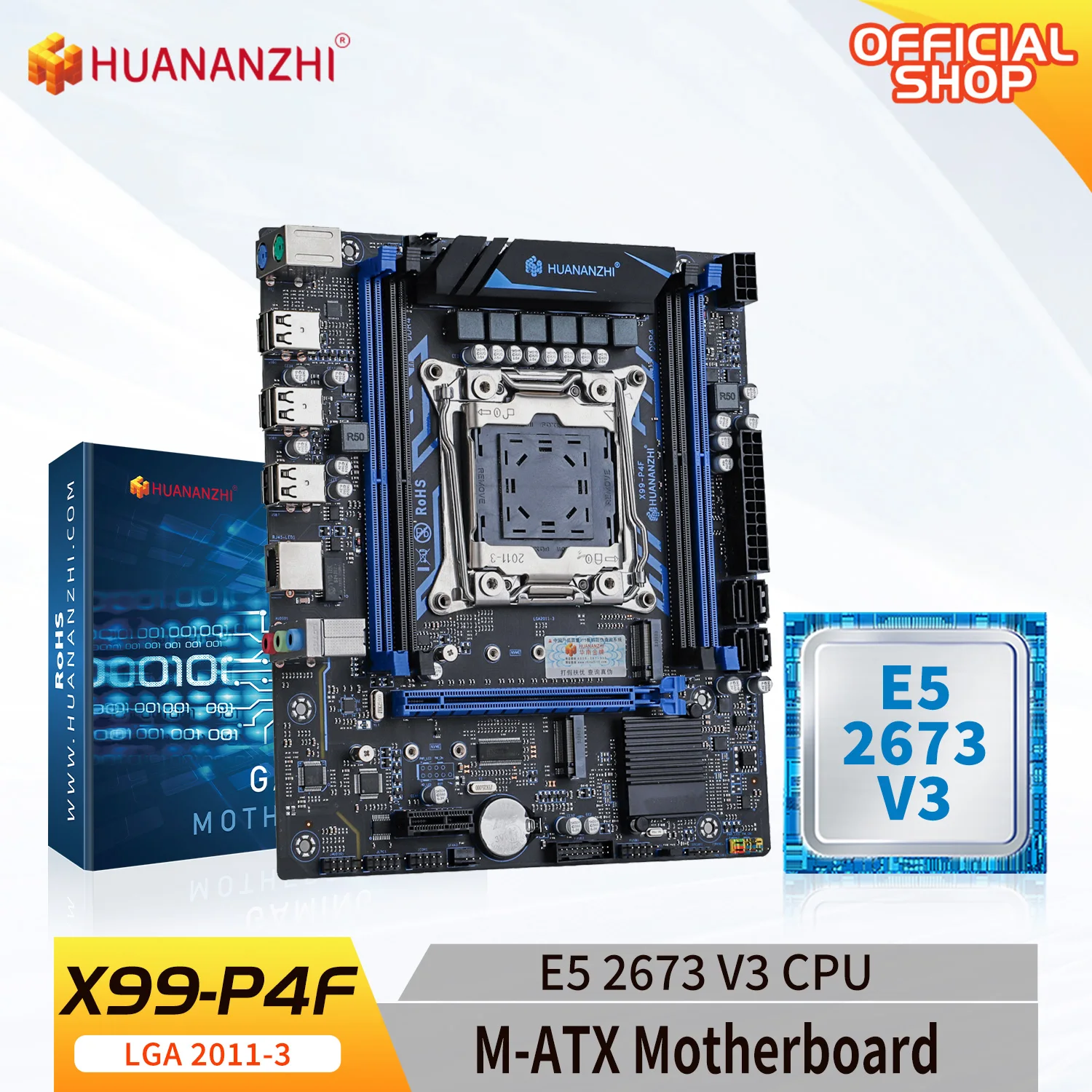 HUANANZHI-placa base X99 P4F LGA 2011-3 XEON X99, tarjeta madre con Intel E5 2673 V3, compatible con DDR4 RECC, kit combinado de memoria NVME SATA