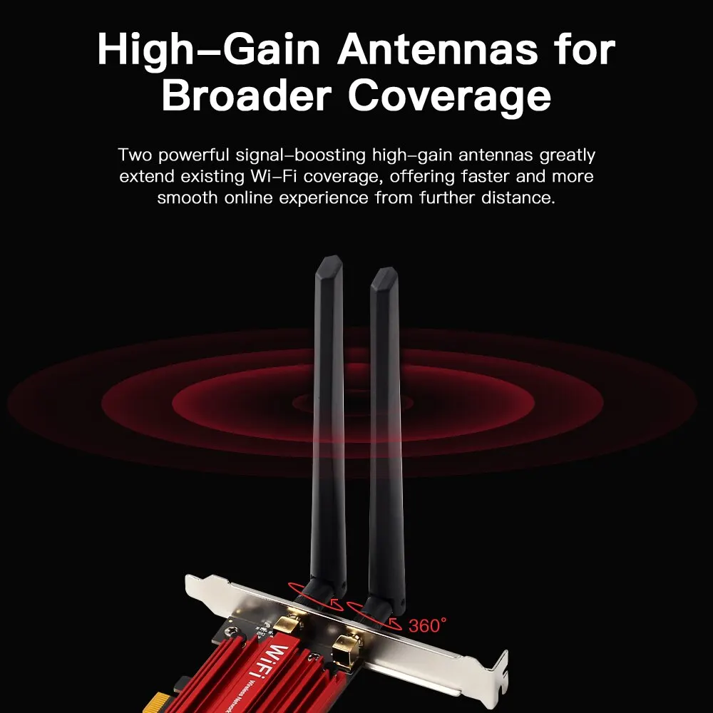 Adaptador WiFi 6 AX3000, 2,4G, 5G, 3000Mbps, tarjeta de red de banda Dual, Bluetooth 5,2, receptor Wi-Fi Dongle para Windows 10, 11, Linux AX200 - imagen 5