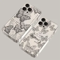 Funda transparente con mariposas retro para Samsung Galaxy A y S