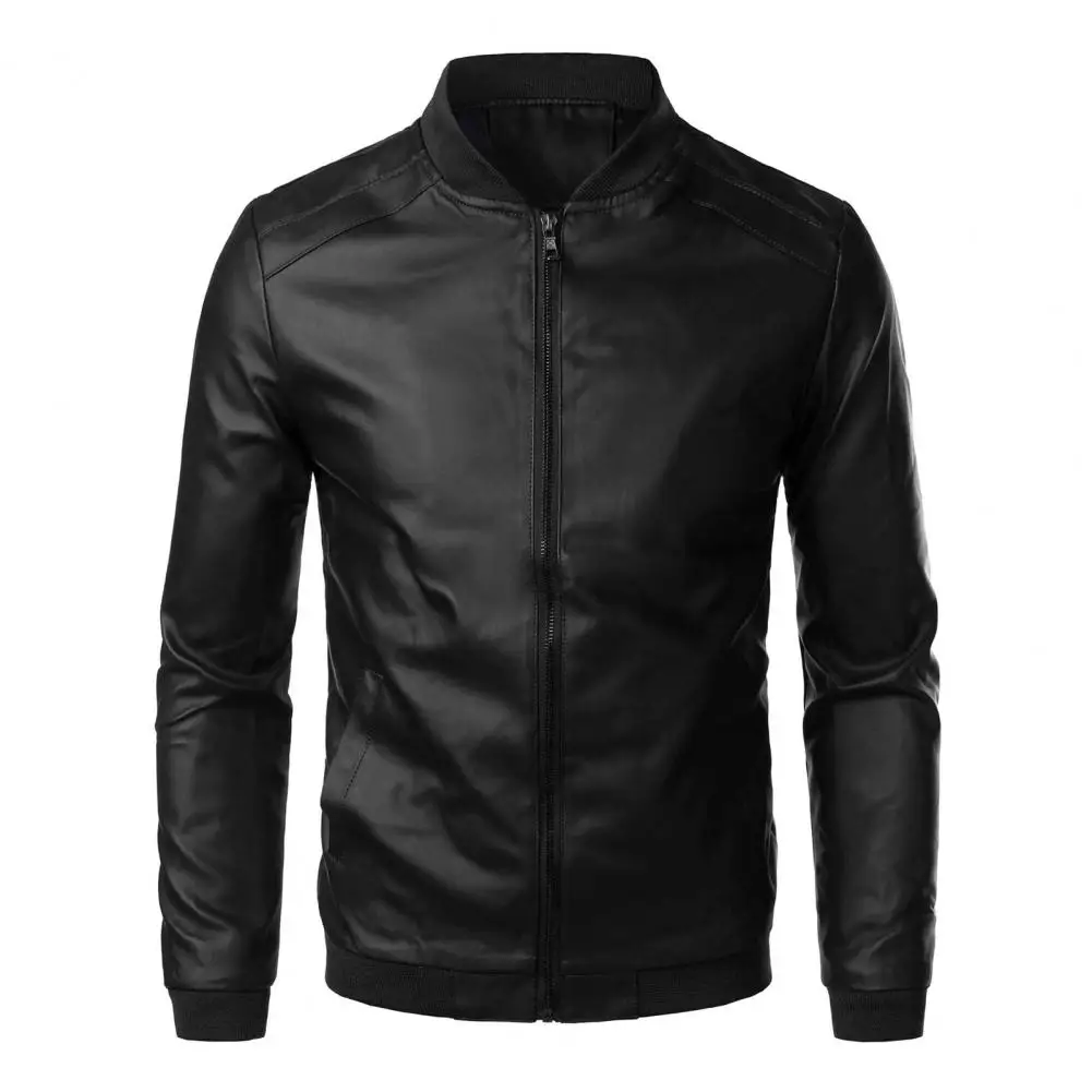 Chaqueta de béisbol a prueba de viento para hombre, abrigo elegante con cuello levantado, solapa con cremallera, bolsillos laterales, prendas de vestir para primavera y otoño - imagen 3