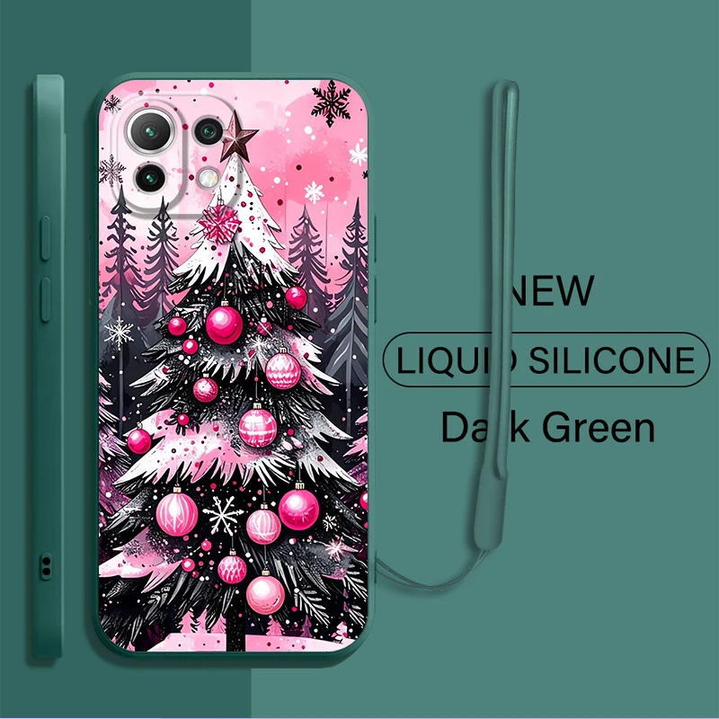Funda de teléfono para Xiaomi Mi 13 10T 11T 12T Pro 11 12 Lite Funda suave Árbol de Navidad Rosa - imagen 5