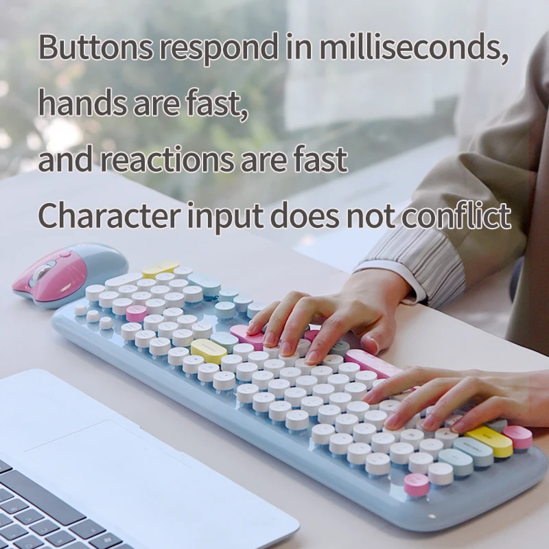 Combinación de teclado y ratón inalámbricos para ordenador de tamaño completo ZERO, bonita y adecuada para el trabajo de oficina, hermosa máquina de escribir de colores - imagen 5