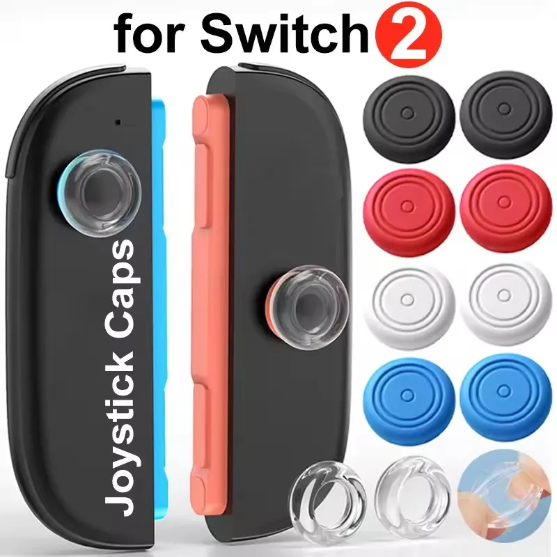 Tapas de empuñaduras de pulgar para consola Switch 2, controlador analógico de silicona suave, cubiertas protectoras antideslizantes para empuñadura de palanca de mando, tapa de Joystick