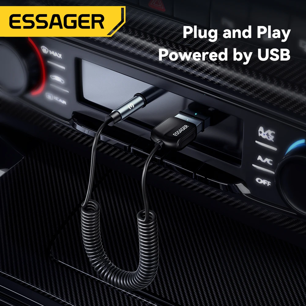 Essager USB Bluetooth Aux adaptador Dongle USB a conector de 3,5mm Audio inalámbrico manos libres Kit para receptor estéreo de coche transmisor USB - imagen 4