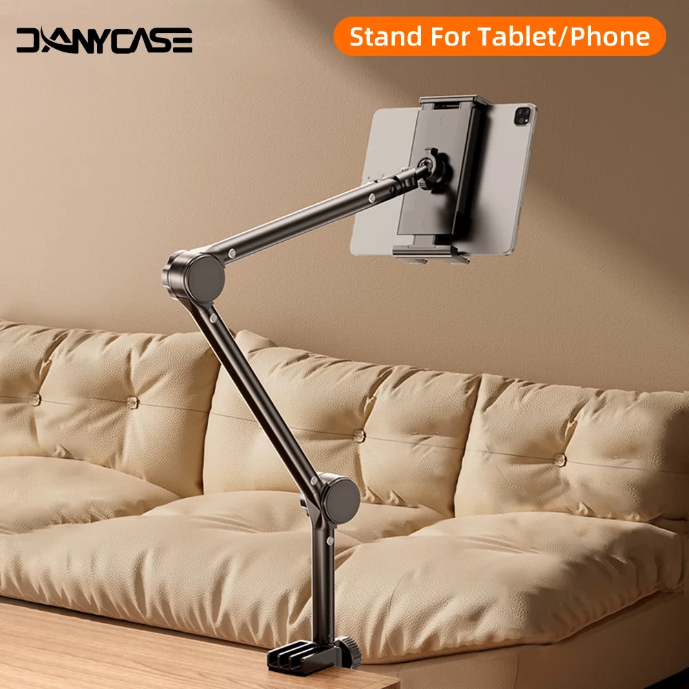 Para iPad Air 11 M2 2024 Soportes Soporte para tableta Soporte de escritorio con 360 ° Soporte de brazo de metal plegable ajustable para tabletas telefónicas