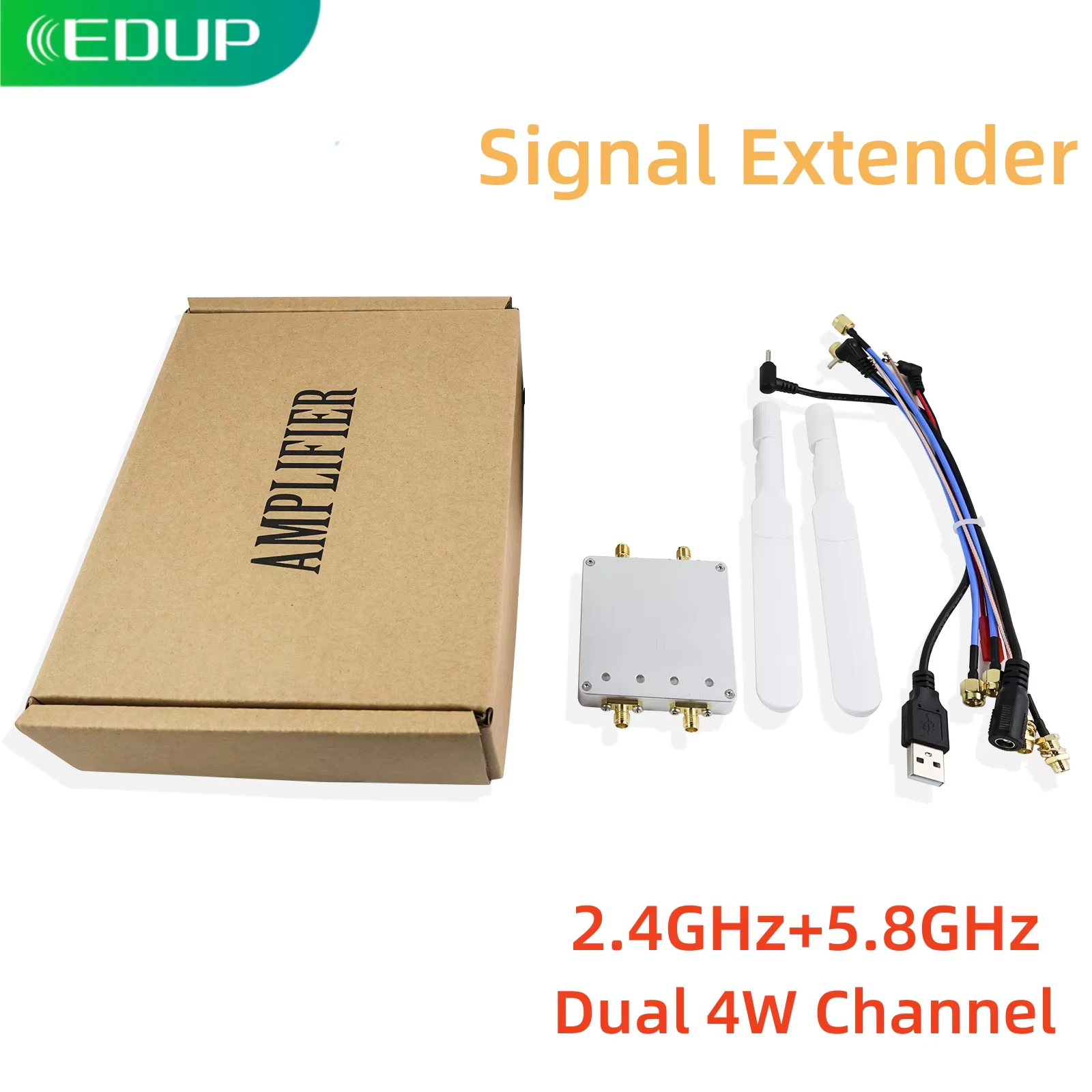 Amplificador WiFi EDUP, extensor de señal de 5,8 GHz y 2,4 GHz, repetidor de canal Dual de largo alcance de 4W, amplificador de potencia de antena Dual para enrutador
