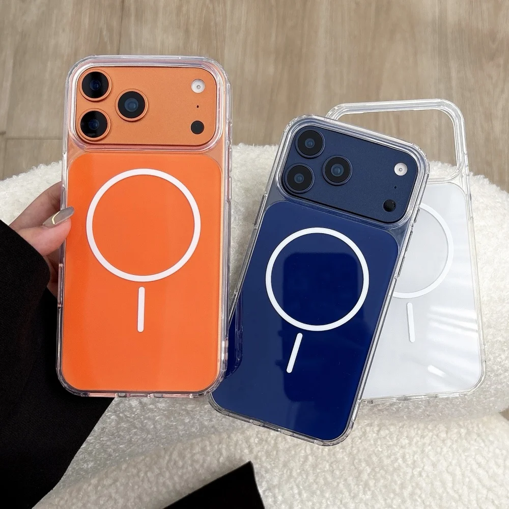 Funda magnética suave de armadura transparente para iPhone 17Air 17 Pro Max, cargador inalámbrico para Magsafe, cubierta de colores originales a prueba de golpes - imagen 5