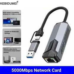 Adaptador Ethernet USB-C a RJ45 para PC y portátil, alta velocidad