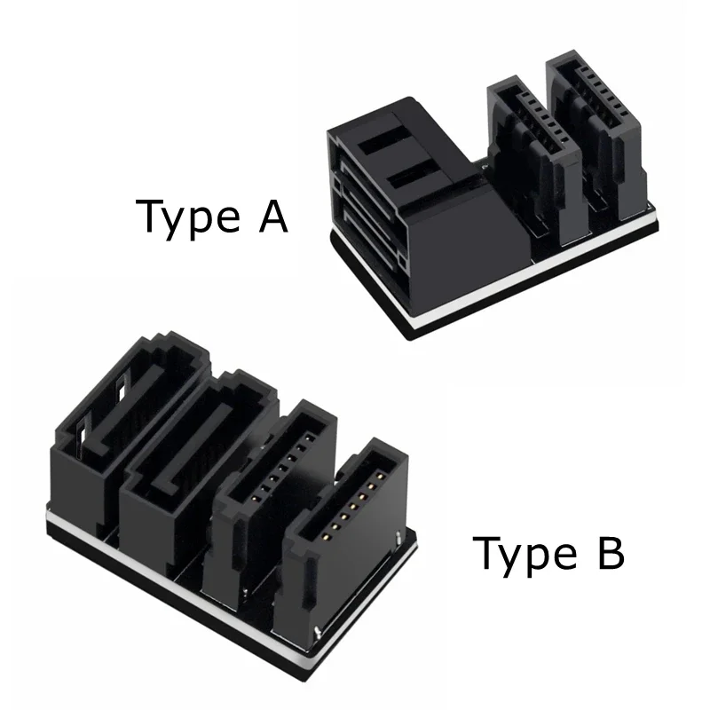 Adaptador doble SATA de 7 pines hembra a doble macho de 7 pines en ángulo, placa base, adaptador SATA para escritorios, SSD HDD - imagen 3