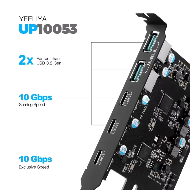 Tarjeta PCI-e USB 3.2 Gen 2x2 - 20 Gbps - 5 Puertos USB-A USB-C - imagen 5