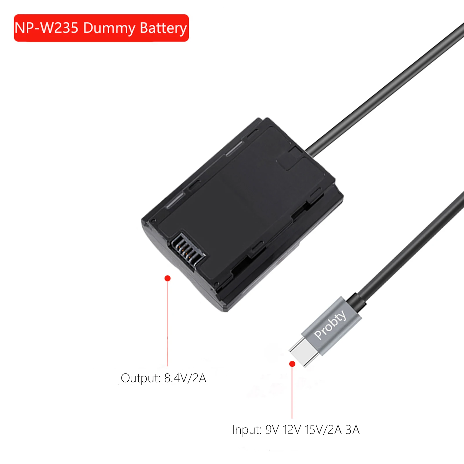 Para FujiFilm PD USB-C CP-W235 adaptador NP-W235 batería simulada Cable de alimentación USB-C para cámara FujiFilm X-T4 XT4 GFX100S 50S II - imagen 4