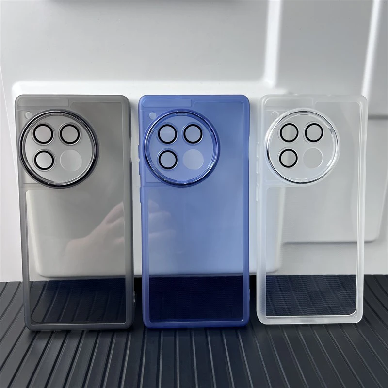 Fundas de teléfono para Oneplus 12R 5G, cubiertas traseras de película de vidrio acrílico de silicona transparente de alta calidad con Protector de lente - imagen 5