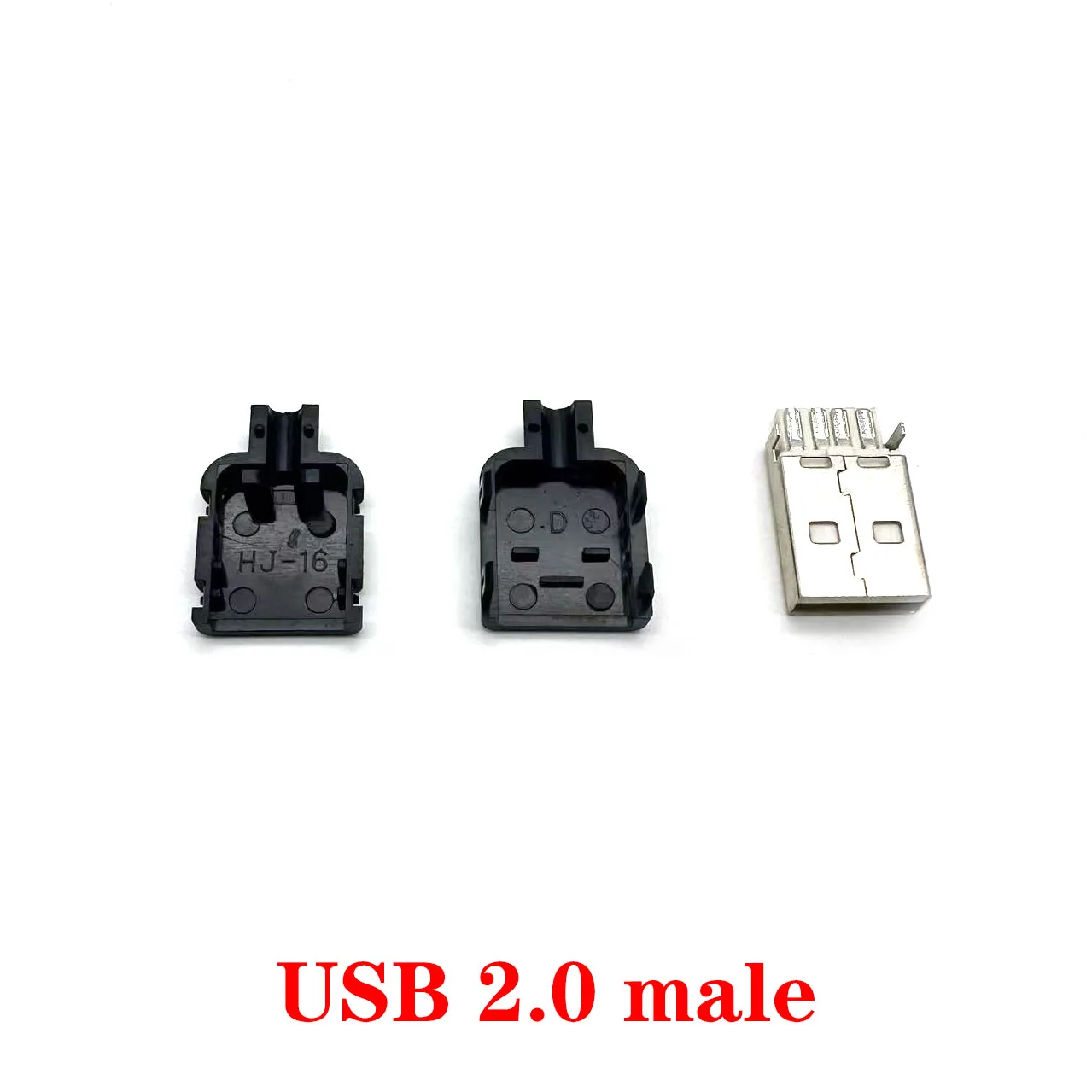 Conector USB 2,0 macho y hembra ensamblado, enchufe de 4 pines, cubierta de plástico negro, kit tipo A - imagen 5