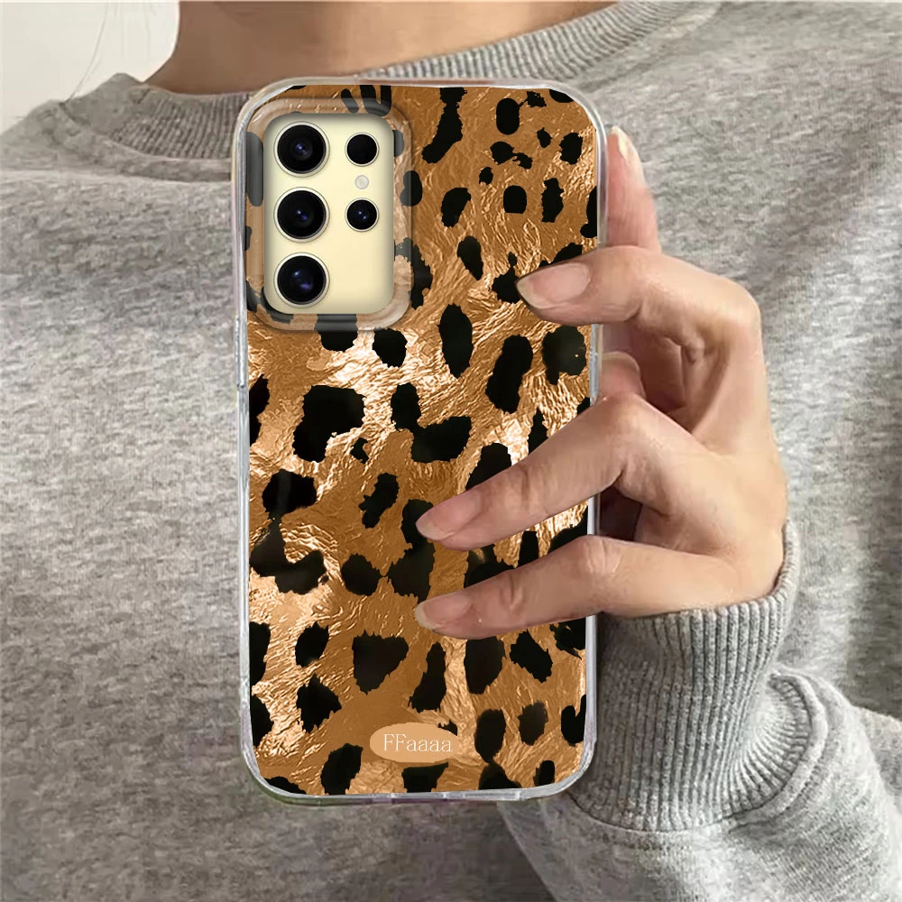 ﻿ Funda de teléfono con estampado de leopardo negro INS para mujer y niña, funda de silicona Ultra para Samsung Galaxy S25 S24 S23 S22 S21 S20 FE Plus - imagen 5
