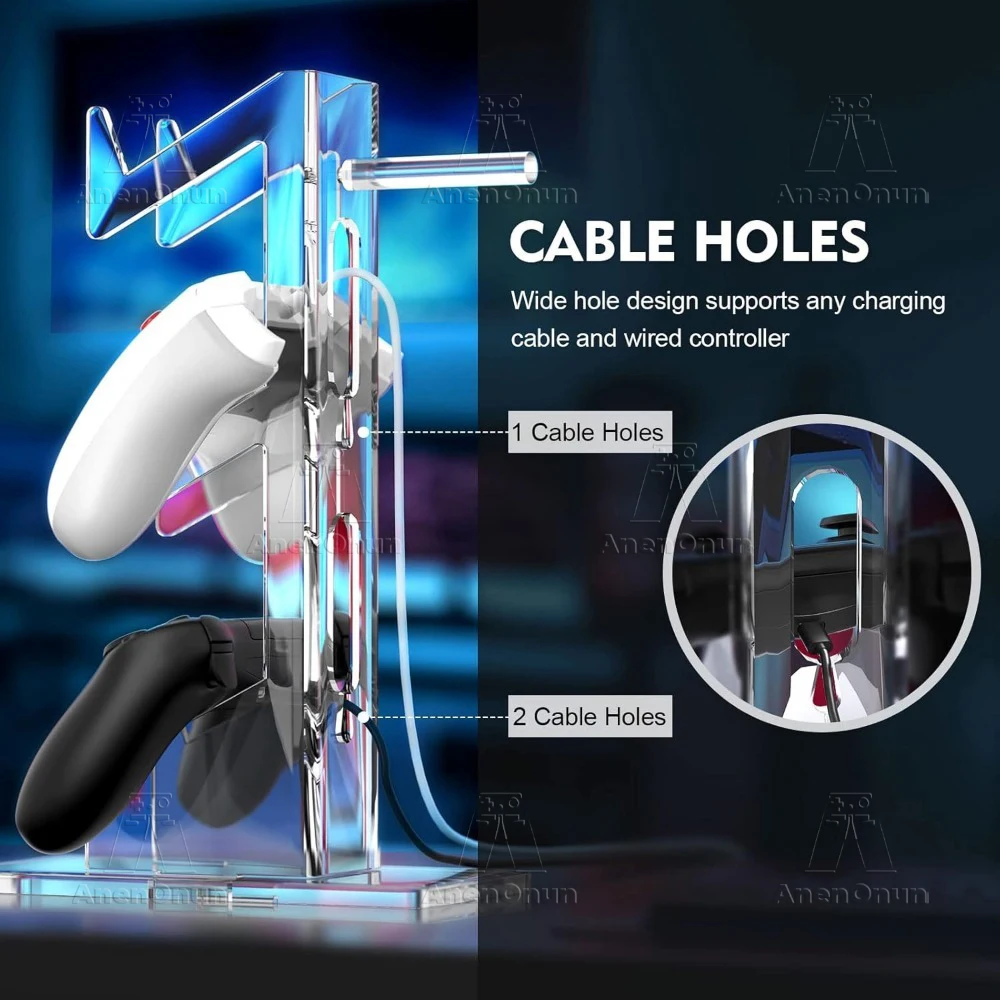 Controlador de juegos acrílico transparente de 3 niveles y soporte para auriculares para PS5/PS4/Xbox/Switch, soporte de exhibición organizador de escritorio para Gamepad - imagen 4