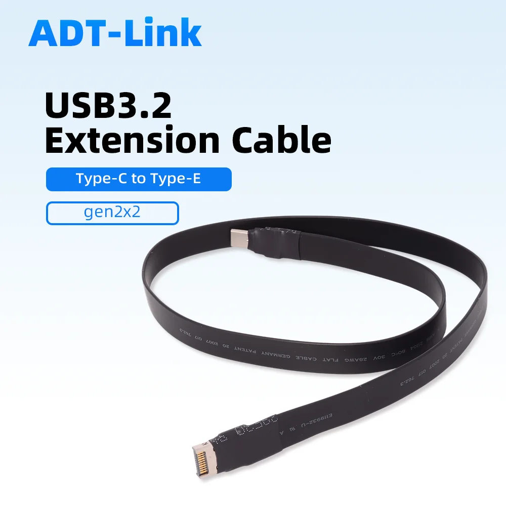 Cable de extensión de cinta plana de 20 pines, USB 3,2 Gen2x2 tipo C macho a tipo E macho, blindado interno, 20Gbps, placa base ITX/ATX, extensor A4 - imagen 2
