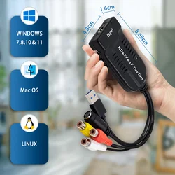 Oneway Tarjeta Captura Vídeo USB – Analógica AV VHS DVD RCA S-Video