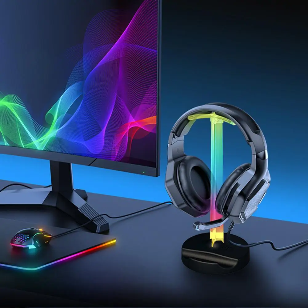 Soporte para auriculares RGB, luz de ambiente para recoger sonido, ordenador, escritorio, sala de deportes, soporte de luz para dormitorio, soporte para auriculares RGB - imagen 2