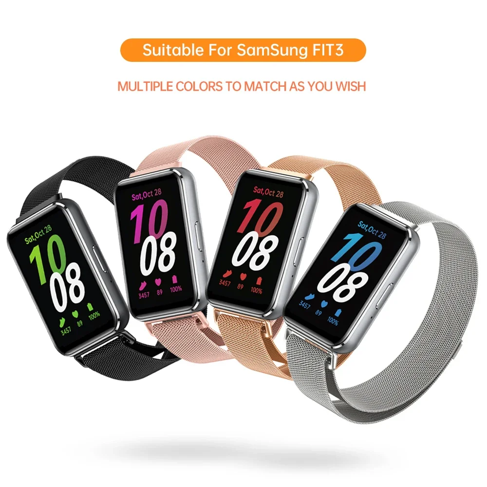 Correa de acero inoxidable para reloj inteligente, pulsera magnética Milanese Loop para Samsung Galaxy Fit 3 - imagen 2