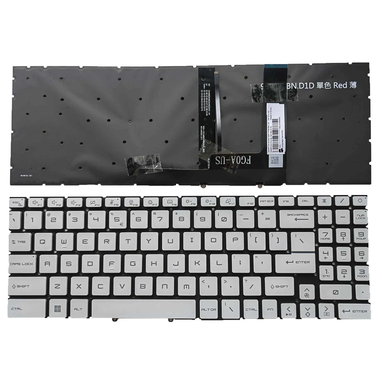 Teclado de EE. UU. Para MSI GF66, MS-1582, GF76, GL76, 66 MS-17L1, MS-17H3, retroiluminado, blanco, nuevo