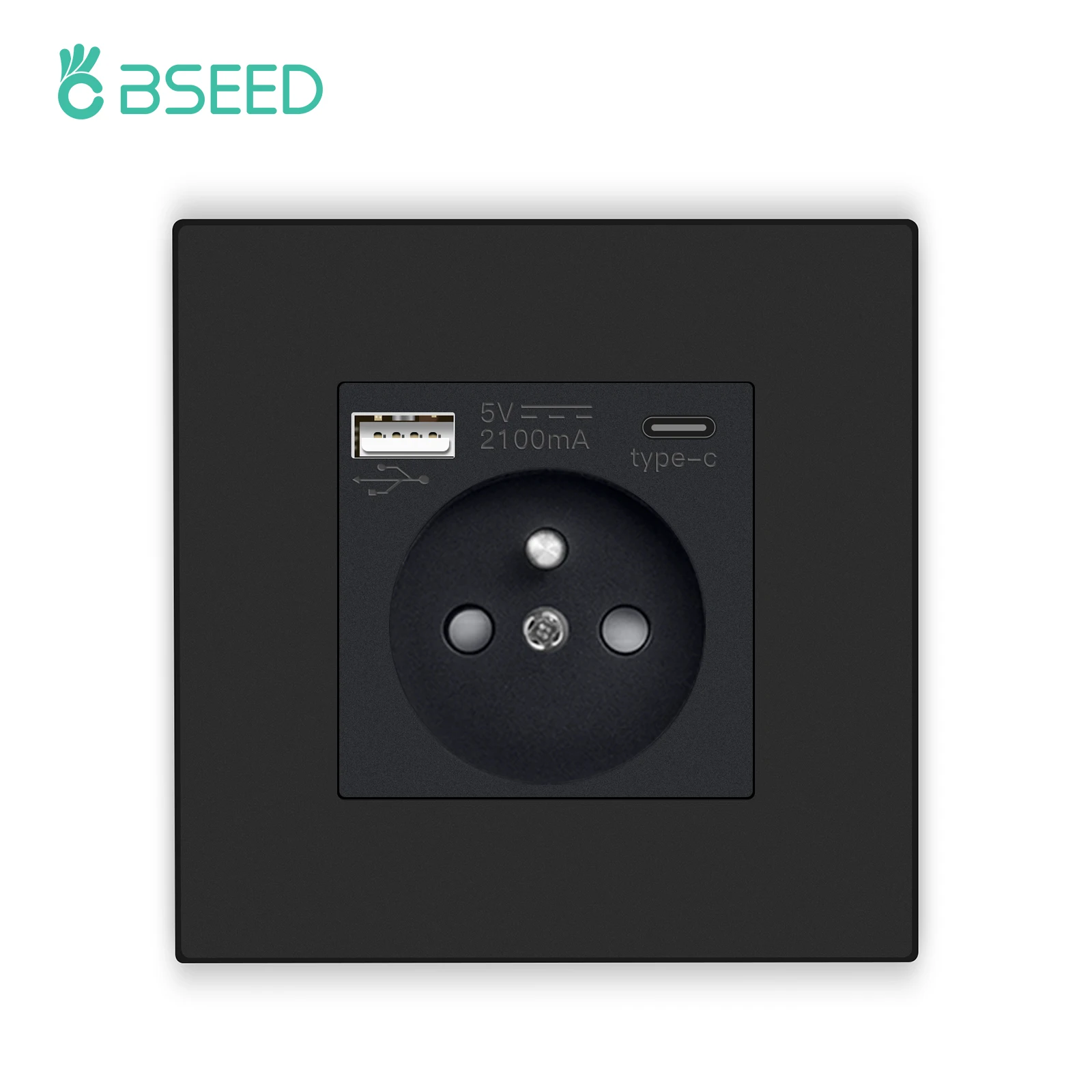 BSEED-enchufe de pared francés, interfaz de carga USB Dual tipo C para teléfono/PC, marco de plástico, toma de corriente francesa de 250V - imagen 4
