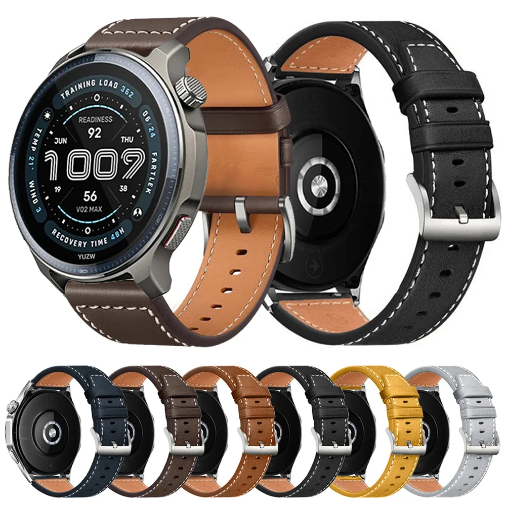 Correa de reloj de cuero de 22 y 20mm para Huami Amazfit BALANCE 2/CHEETAH Pro, pulsera para Amazfit Bip 6 5 Unity/Active 2 Square 44mm