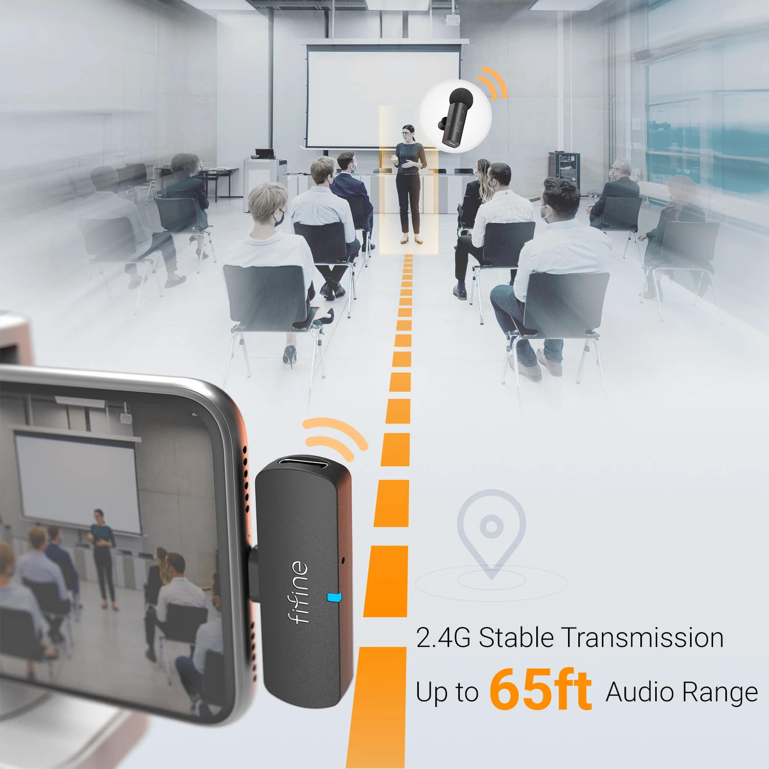 Micrófono Lavalier inalámbrico FIFINE con interfaz tipo C para teléfono/PC, grabación cristalina para transmisión, Vlog y entrevistas - imagen 5