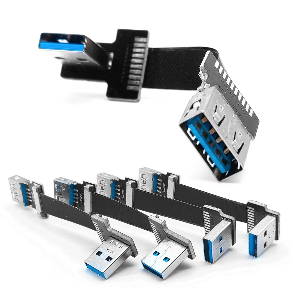 Adaptador plano USB 3.0 macho a hembra, codo FPC, cable de extensión USB, arriba y abajo, flexión izquierda y derecha 90 grados, adaptador USB - imagen 2