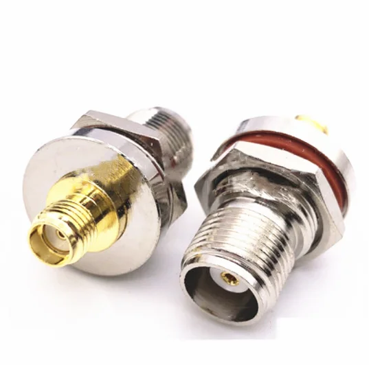 2pcs SMA Female to TNC Female bulkhead through wall fixed adapter connector adaptor convertor