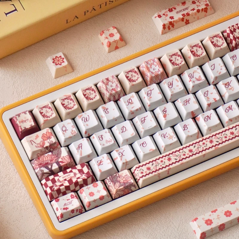 Juego de teclas con tema The Red Queen, perfil de cereza PBT, 135 teclas, teclas originales personalizadas hechas a mano para accesorios de teclado mecánico - imagen 5