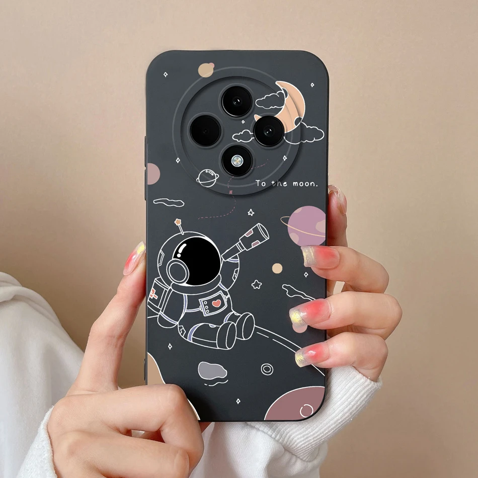 Funda divertida de astronauta para Oppo Reno 12F, Funda de teléfono artística con flores, parachoques de silicona líquida suave a la moda para Oppo Reno12F, Funda protectora - imagen 4