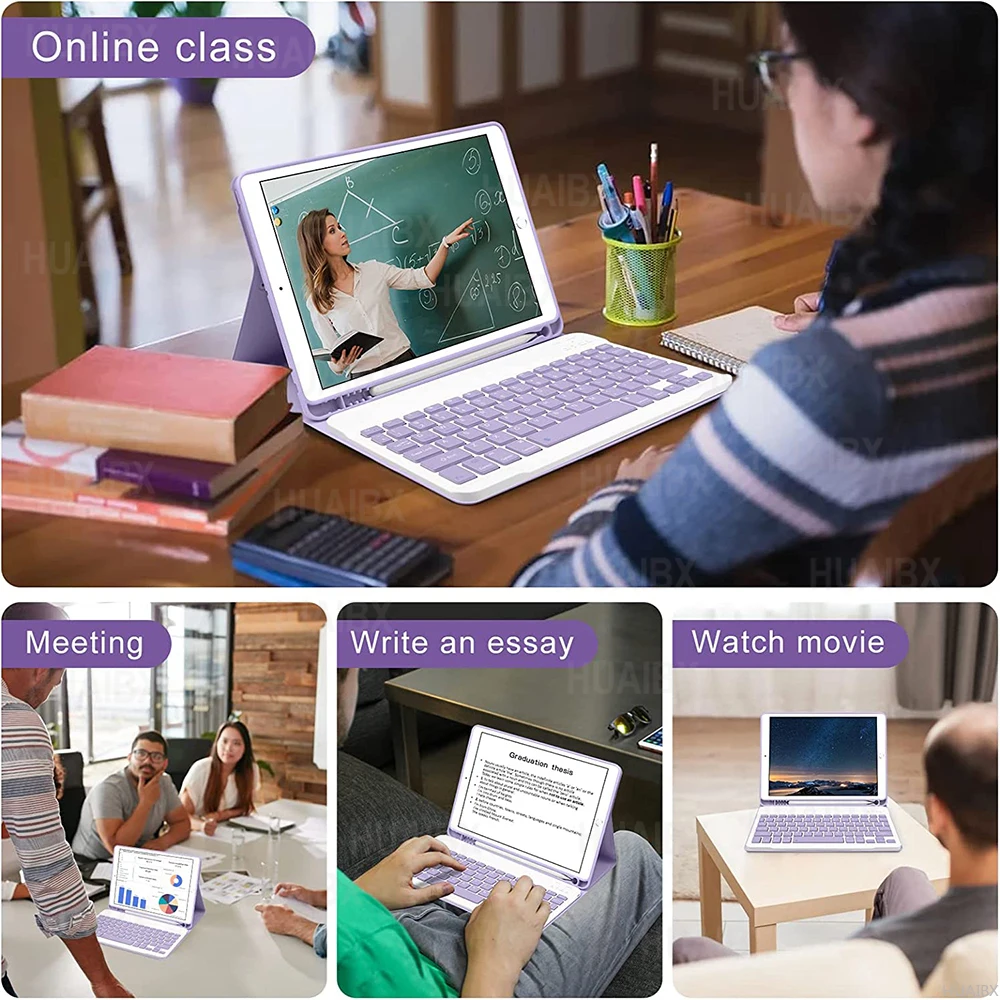 Funda con teclado desmontable para Samsung Galaxy Tab S9 FE, cubierta de 10,9 pulgadas para Samsung Tab S9 FE SM-X510/X516B - imagen 4