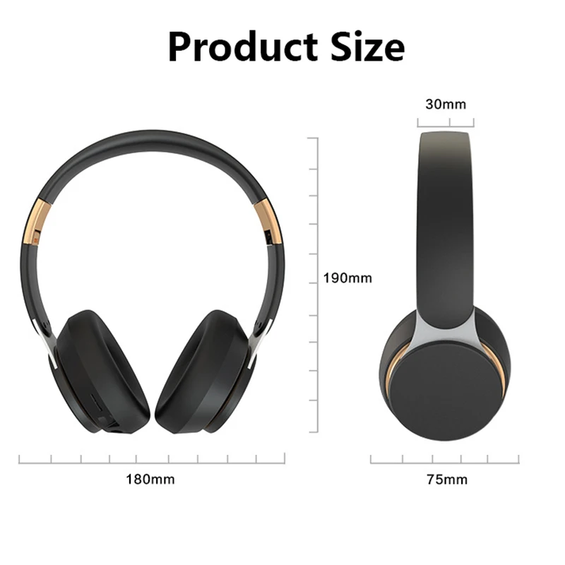 Auriculares inalámbricos Hifi 9D, audífonos estéreo envolvente de graves pesados, Bluetooth, plegables y ajustables, compatible con tarjeta TF/AUX Play con micrófono - imagen 5