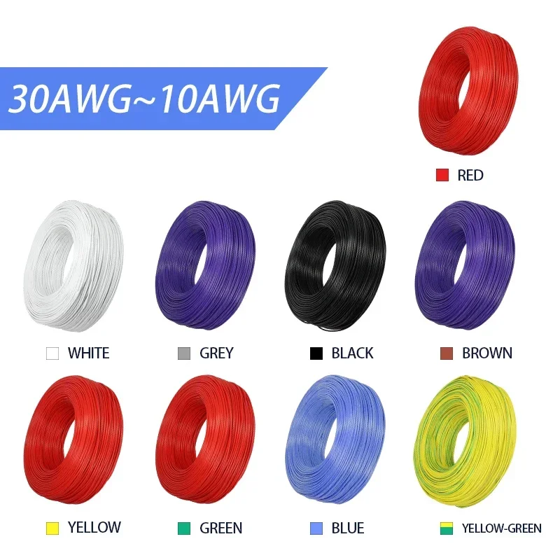 Cable de aislamiento de silicona UL3135 de cobre estañado, resistente a altas temperaturas, 30, 28, 26, 24, 22, 20, 18, 16, 14, 12, 10 AWG, 1/5/10M - imagen 5