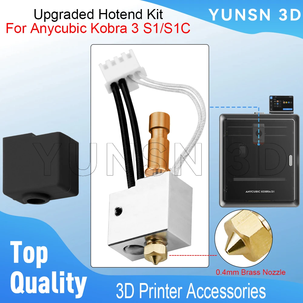Kit Hotend para Anycubic Kobra3 S1/S1C, boquilla de latón bimetálica de extremo caliente mejorada de 0,4mm para pieza de repuesto de impresora 3D Kobra 3 S1C