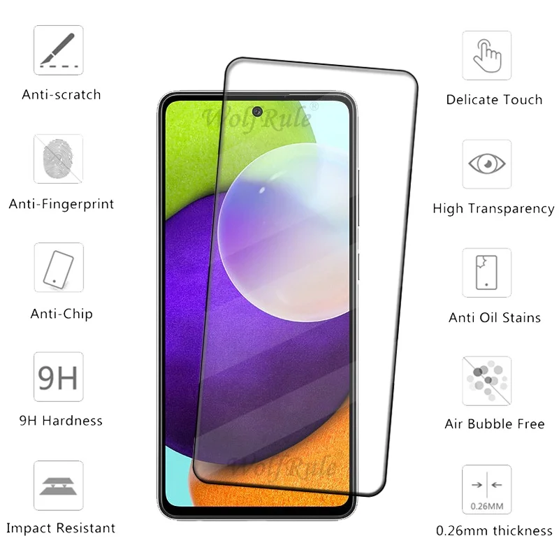 Protector de pantalla de vidrio templado para Samsung, cubierta completa de vidrio para Samsung Galaxy A52, HD 9H, A52 A 52, 4 unidades - imagen 4