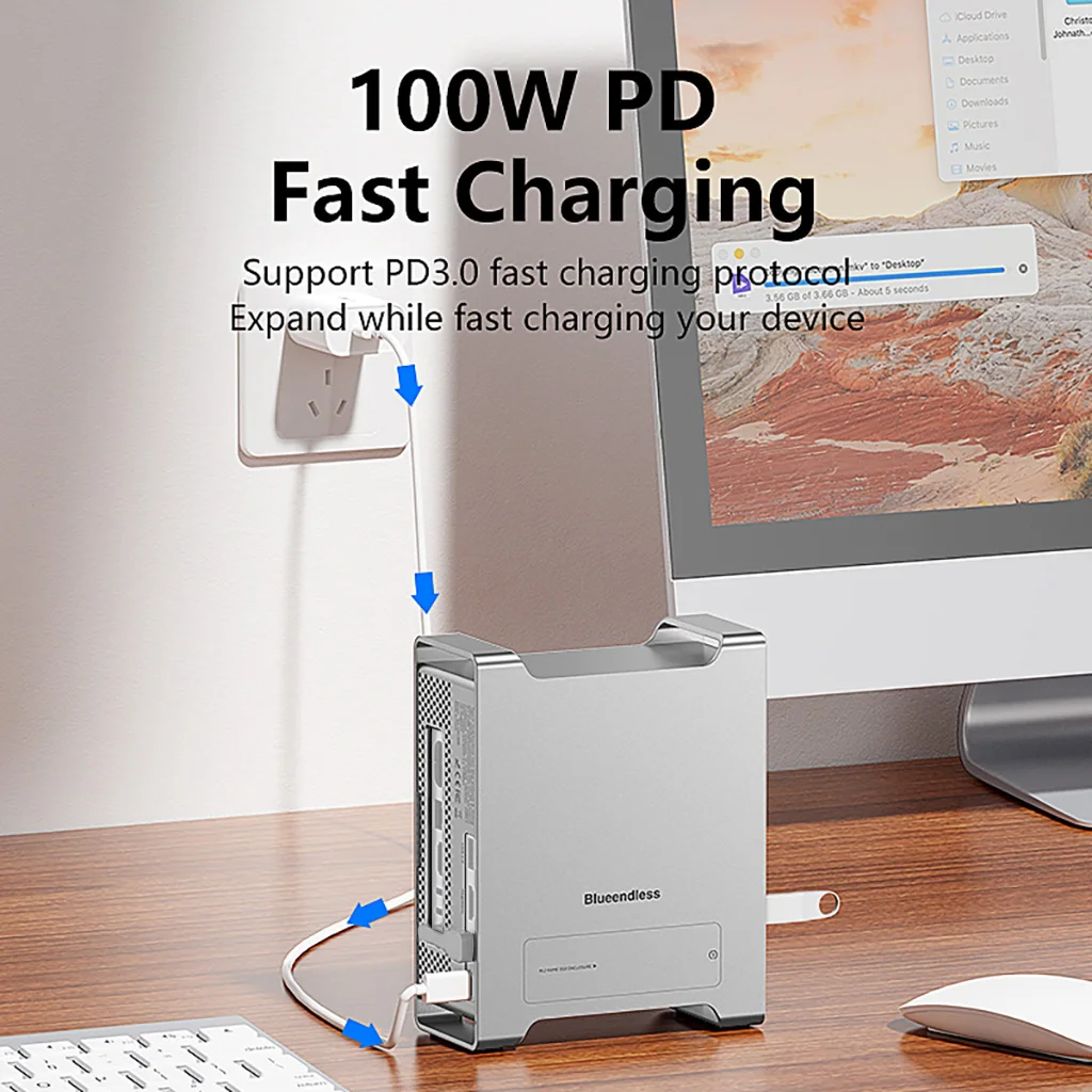 Estación de acoplamiento Blueendless tipo C HUB para Mac Mini M4/M4 pro con 10Gbps USB 3,2 Gen2 C Hub SD4.0 M.2 para carcasa NVME SSD - imagen 2