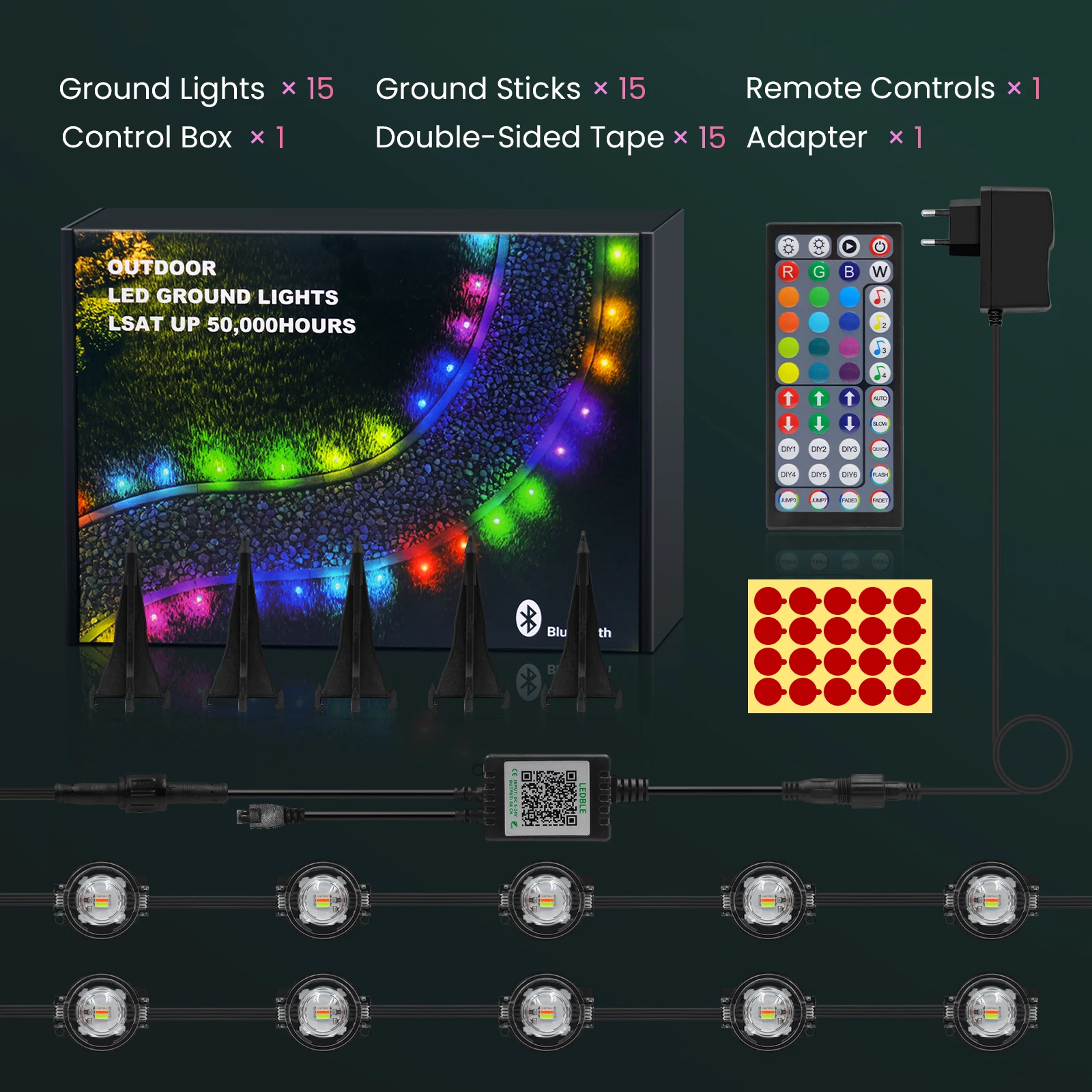 Lámpara subterránea impermeable IP68 de 24V, Control remoto por aplicación RGBCCT con sincronización de música, luz de césped que cambia de Color para lámpara de jardín - imagen 5
