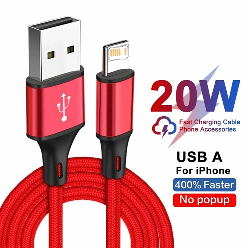 Cable de carga rápida trenzado de nailon para iPhone 14 Plus 13 12 mini 11 Pro Max XS XR X 8 7 6S 6 Plus SE Cables de datos USB de carga rápida - imagen 5
