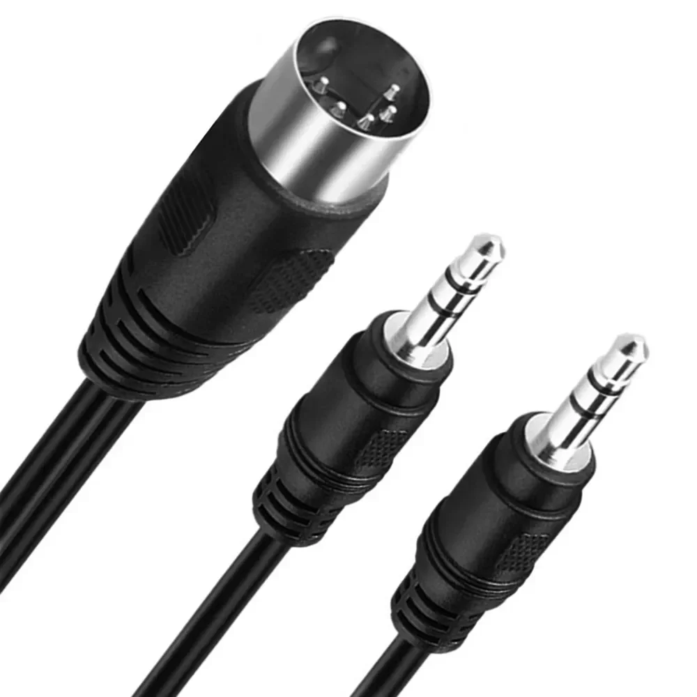 Divisor MIDI DIN de 5 pines Y, enchufe DIN de 5 pines macho a doble 3,5 MM TRS SmartPhone AUX, adaptador de conector estéreo para auriculares, Cable de entrada 0,5 - imagen 2