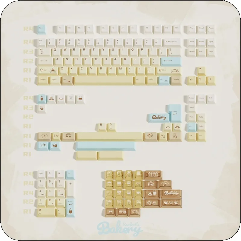 Juego de teclas con tema de cocina para hornear, perfil de cereza PBT + sublimación de PC, teclas personalizadas para regalo de teclado mecánico - imagen 4