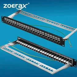 ZoeRax Panel de Parche 24 Puertos Cat6A/Cat7 Keystone 10G STP 19"