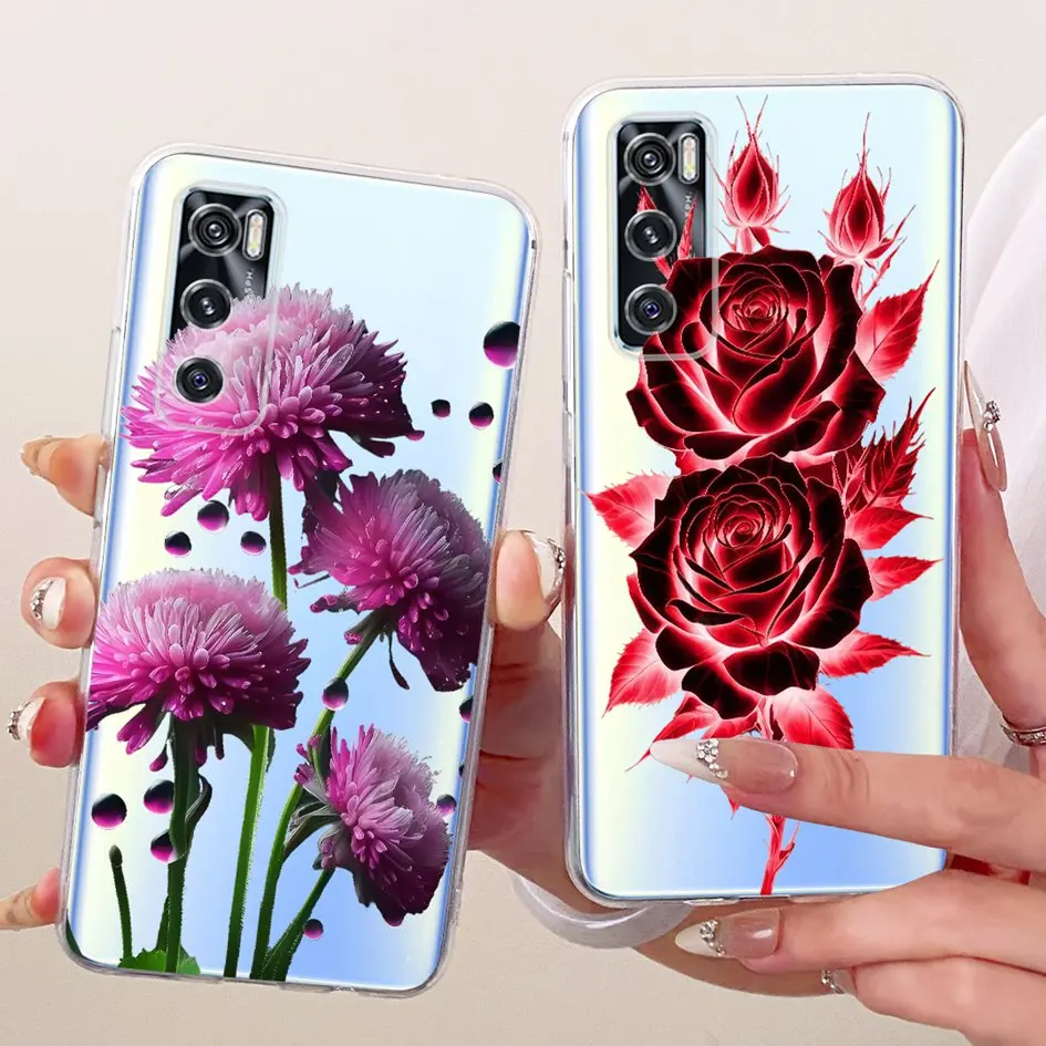 Funda transparente para Vivo V20 SE V 20, funda Popular de silicona suave con flores para Vivo V2022 V2023 V2024 V2025 V20SE Capa