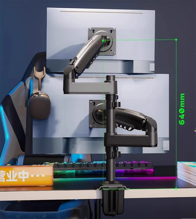 Soporte de escritorio para monitor doble NB H180, brazo de resorte de Gas, movimiento completo, 17 "-27", soporte de abrazadera de brazo dual ergonómico, 2-9kg cada uno - imagen 5