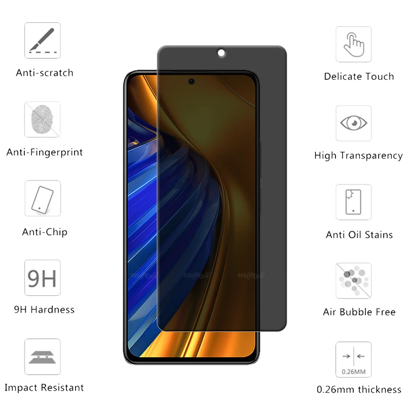 4 Uds para Poco F4 vidrio Xiaomi Poco F4 F 4 vidrio templado 9H HD Protector de privacidad Anti-espía Protector de pantalla Poco F4 PocoF4 - imagen 2