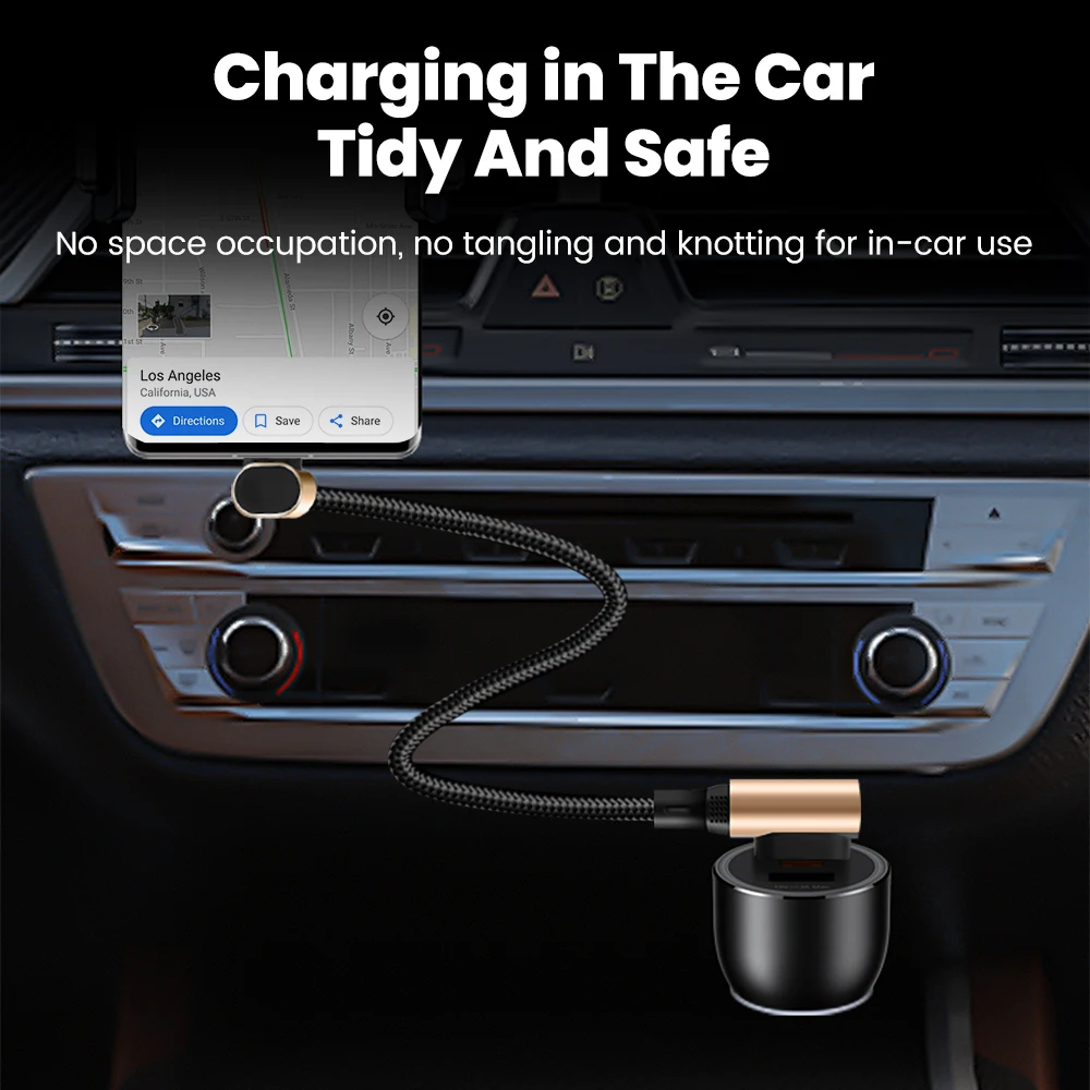 Cable corto de 66W, 0,15 M, 0,25 M, 0,5 M, codo de 90 grados, Cable USB A a tipo C, Cable de carga rápida para iPhone 15 16, batería externa Samsung - imagen 4