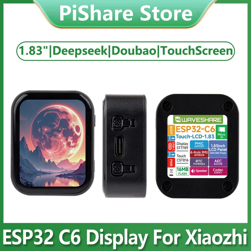 DeepSeek AI Chat de voz ESP32 C6 Placa de desarrollo LCD de 1,83 pulgadas Pantalla táctil de 1,83 pulgadas 240x284