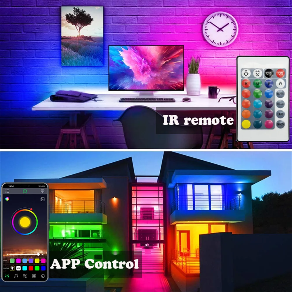 Tira de luces LED RGB 5050, 30leds/m, Control por aplicación Bluetooth, luces LED para TV, cinta Flexible, cinta de diodo, retroiluminación de TV, decoración de habitación - imagen 4