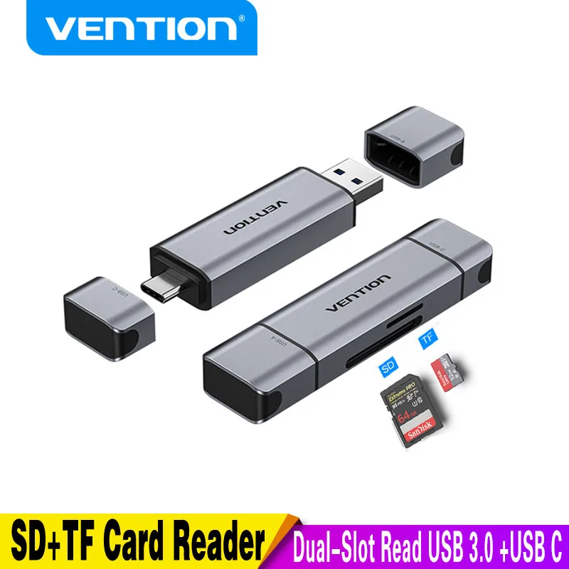Vention-lector de tarjetas SD USB tipo C a Micro SD, adaptador de tarjeta TF para ordenador portátil, accesorios para teléfono, memoria inteligente, adaptador de tarjeta SD 3,0