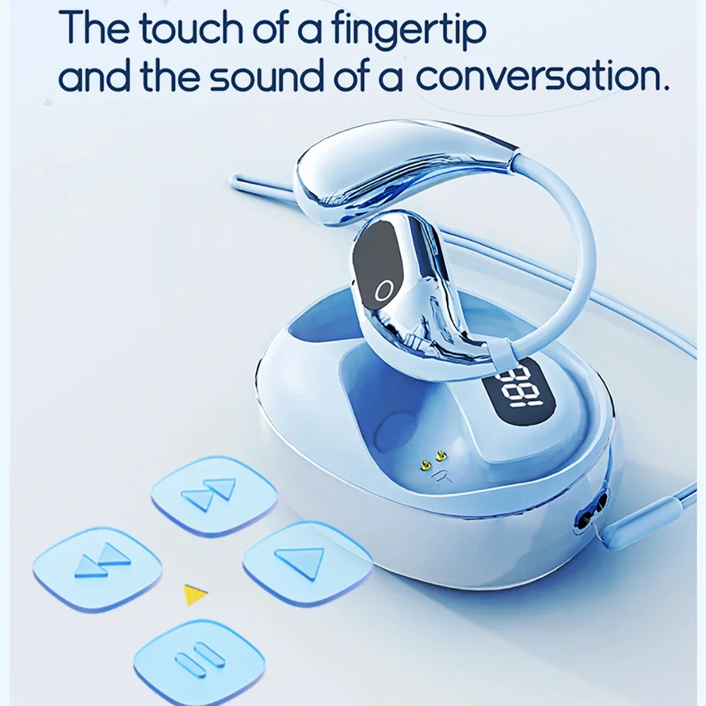 Auriculares Bluetooth 5,4 de oreja abierta, auriculares inalámbricos con gancho para la oreja, auriculares deportivos con reducción de ruido, auriculares estéreo HiFi con pantalla LED - imagen 3